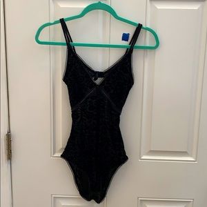 AERIE Black Velvet Bodysuit